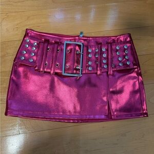 POSTER GIRL Metallic Pink Studded Mini Skirt